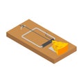 Mousetrap and cheese isolated. Mouse trap. Rodent snare. Vector illustration Royalty Free Stock Photo