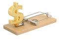 Mousetrap with dollar sign, 3D rendering