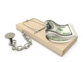Mousetrap and Dollars Royalty Free Stock Photo