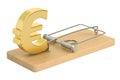 Mousetrap with euro sign, 3D rendering