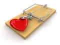 Mousetrap and heart (clipping path included)