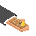 Mousetrap and money. Mouse trap and gold coin. Concept business deception Royalty Free Stock Photo