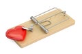 Mousetrap with red heart, 3D rendering