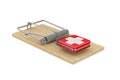 Mousetrap and symbol plus on white background. Isolated 3D illustration