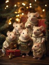 Mousey Magic: Cute Mouse Family Celebrates Christmas Eve Together