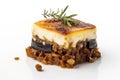 Moussaka Dish, Traditional Greek Musaka, Bulgarian Mousaka, Musaca, Abstract Generative Ai Illustration Royalty Free Stock Photo