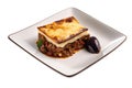 Moussaka Dish, Traditional Greek Musaka, Bulgarian Mousaka, Musaca, Abstract Generative Ai Illustration Royalty Free Stock Photo