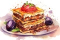Moussaka from Greece illustration - made with Generative AI tools