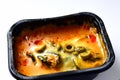 Moussaka ready meal in a plastic box
