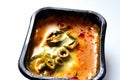 Moussaka ready meal in a plastic box