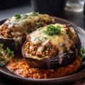 MOUSSAKA STUFFED EGGPLANT CUPS