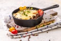 Moussaka. Traditional Greek dish. Chopped beef or lamb meat baked with eggplants Royalty Free Stock Photo