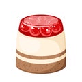 Mousse cake with cherry. Vector illustration.