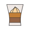 mousse in shot glass dessert, sweets and pastry set, filled outline icon