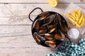 Moussels and french fries or molues-fries Royalty Free Stock Photo
