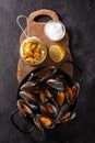 Moussels and french fries or molues-frites Royalty Free Stock Photo