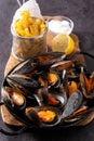 Moussels and french fries or molues-frites Royalty Free Stock Photo