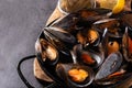 Moussels and french fries or molues-frites Royalty Free Stock Photo