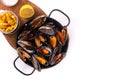 Mussels and french fries or moules-frites Royalty Free Stock Photo