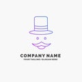 moustache, Hipster, movember, hat, men Purple Business Logo Template. Place for Tagline Royalty Free Stock Photo