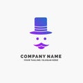 moustache, Hipster, movember, hat, men Purple Business Logo Template. Place for Tagline Royalty Free Stock Photo