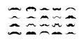 Moustache icon set. Collection of cartoon barber silhouette hairstyle. Hipster vector flat Royalty Free Stock Photo