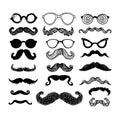 Movember mustache set Royalty Free Stock Photo