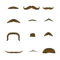 moustache set, manhood, humorous mask, icon cartoon hand drawn vector illustration