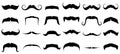 Moustache silhouette. Vintage mustache, funny fake mustaches mask and retro curly moustaches isolated vector set