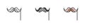 Moustache on a stick different style icon set