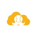 Moustache tennis ball cloud shape concept vector icon