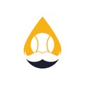 Moustache tennis ball drop shape concept vector icon