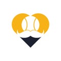 Moustache tennis ball heart shape concept vector icon