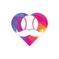 Moustache tennis ball heart shape concept vector icon