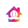 Moustache tennis ball home shape concept vector icon