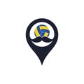 Moustache and volley ball map pin icon design.