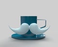 Moustache white color coffee cup blue gradient color symbol decoration mug dad father day