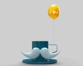 Moustache white color coffee cup blue green gradient color balloon dad text font