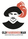 Moustached man, in the old style, with a old hat adorned with feathers Royalty Free Stock Photo