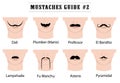 Moustaches guide with names: Dali, Plumber Mario, Professor, El Bandito, Lampshade, Fu Manchu, Asterix, Pyramidal.