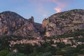 Moustiers-Sainte-Marie at night, a French town in Provence, France Royalty Free Stock Photo