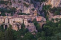 Moustiers-Sainte-Marie at night, a French town in Provence, France Royalty Free Stock Photo