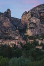 Moustiers-Sainte-Marie at night, a French town in Provence, France Royalty Free Stock Photo