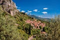 Moustiers Sainte Marie village with rocks in Provence, France Royalty Free Stock Photo