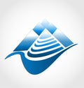 Moutain wilderness terrain, vector logo symbol