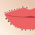 Mouth with blackheads or black dots or acne pimples, illustration