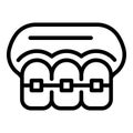 Mouth braces icon, outline style