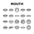 mouth character animation icons set vector