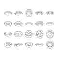 mouth character animation icons set vector