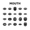 mouth character animation icons set vector